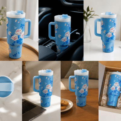 ماگ استنلی گلدار Quencher H2.O Tumbler دسته دار 1.18 لیتر غیراصل